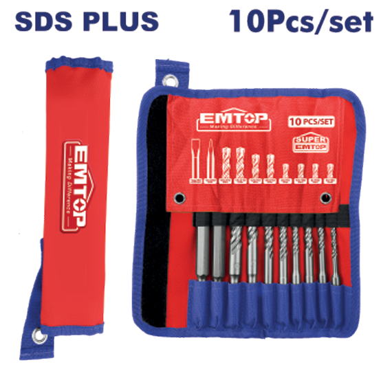 10 Pcs hammer drill bits and chisels set