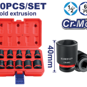 10 Pcs 1/2" impact socket set